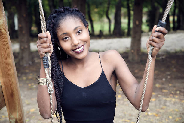 istock Beautiful black woman posing- smile 627887480