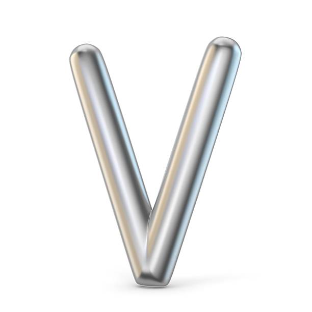 istock Metal alphabet symbol. Letter V 3D 627889768