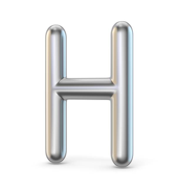 symbol alfabetu metalowego. litera h 3d - letter h alphabet metal three dimensional shape zdjęcia i obrazy z banku zdjęć