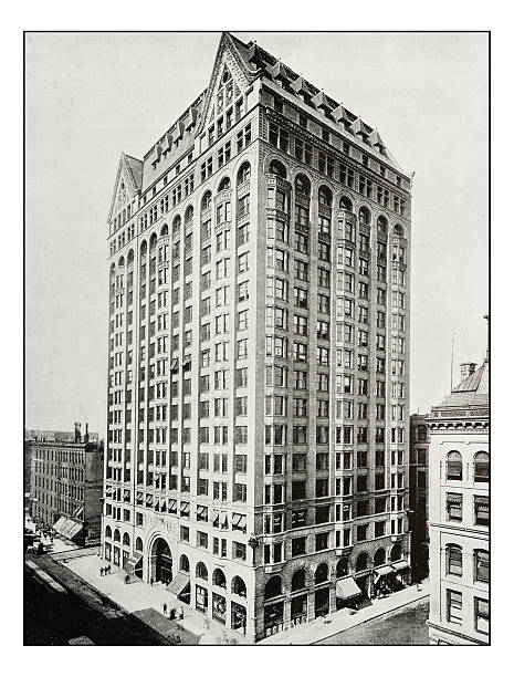 istock Antique photograph of Masonic temple in Chicago 627890590