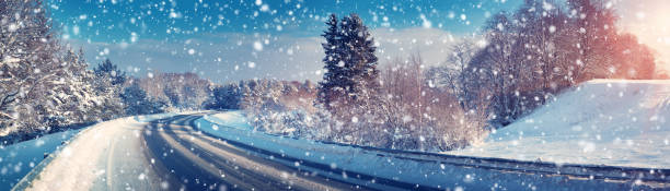 istock Car on winter road 627905154