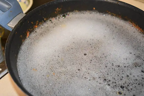 Photo of Soaking pot in water and soap