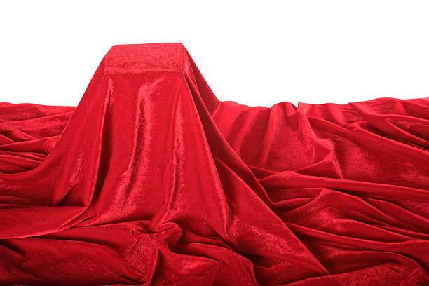 istock red velvet pedestal on white 627906774