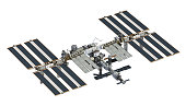 International Space Station Over White Background