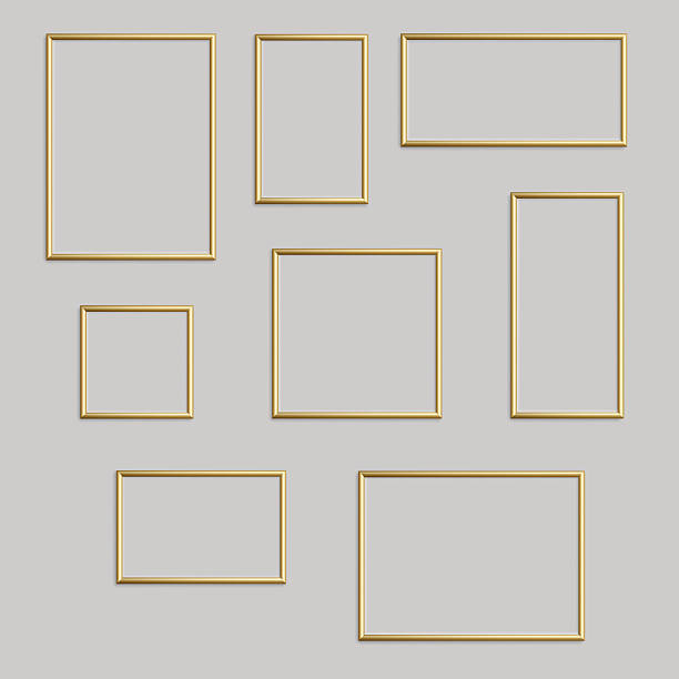 ilustrações de stock, clip art, desenhos animados e ícones de vector golden photo or picture frame in different proportions. - folha de ouro metal