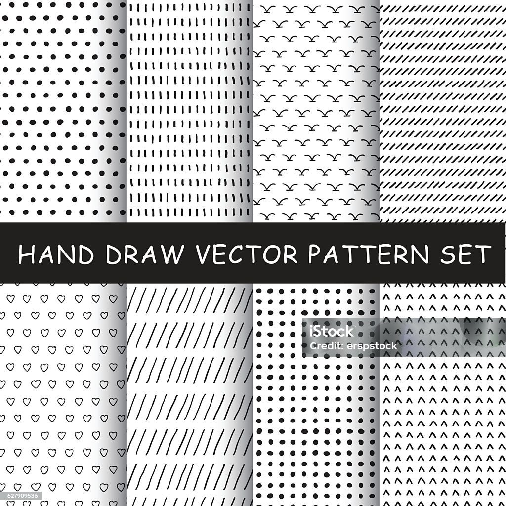 Hand Pattern Design Drawing Hand Drawing Vector Pattern Set Stock Illustration - Download Image Now ...