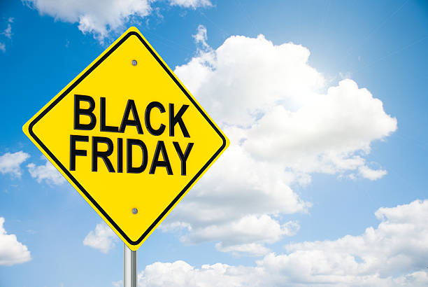istock Road sign Black Friday on sky 627909674