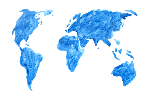World map with watercolors.