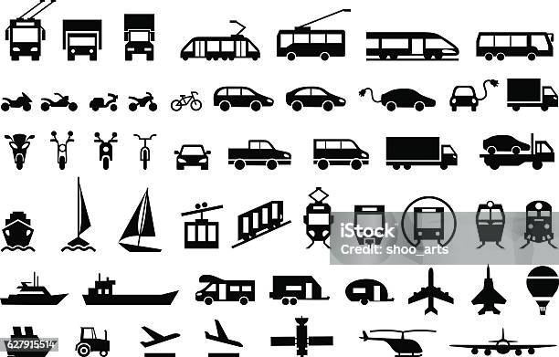 Grandes Icônes De Transport Définies Vecteur Symboles Plats Vecteurs libres de droits et plus d'images vectorielles de Icône