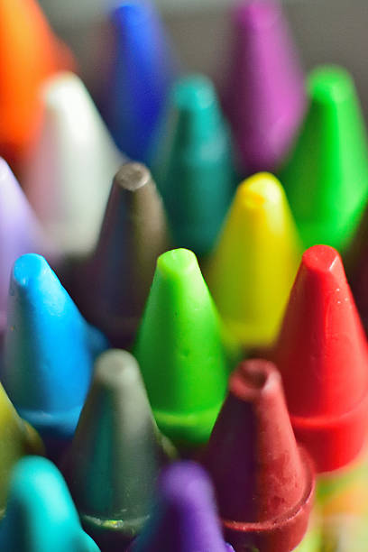 istock Macro colorful wax crayon background texture 627915698