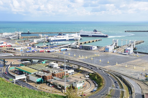 Dover, United Kingdom - October 1, 2016: Overlooking Dover Harbour