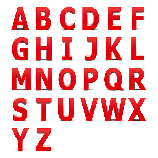 insieme alfabeto rosso - red text foto e immagini stock