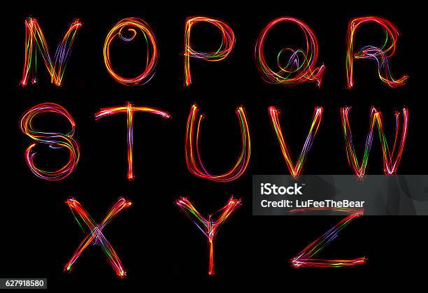 Words Writing From Light Stock Photo - Download Image Now - Neon Colored, Neon Lighting, Typescript