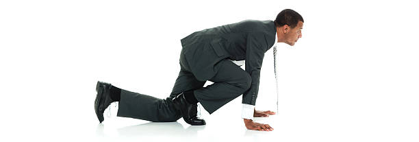 istock Businessman preparing for running 627918826