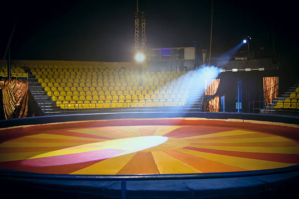 istock Circus ring and chairs for people 627919962
