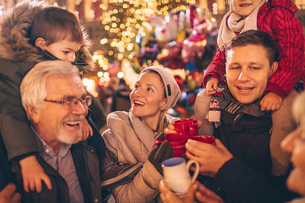 istock Family on Christmas market 627922402