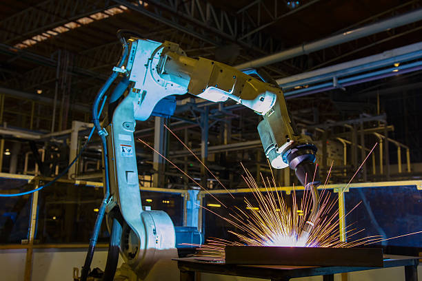 istock Robot is welding assembly automotive part 627922778