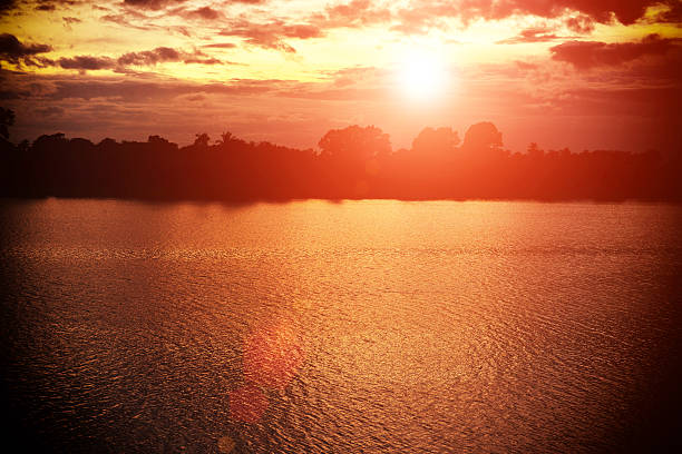 istock Sunset on river in the summer , Evening sky , Landscape , Backgr 627923388