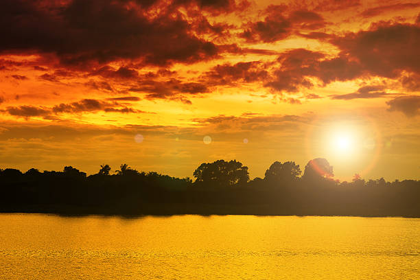 istock Sunset on river in the summer , Evening sky , Landscape , Backgr 627923756