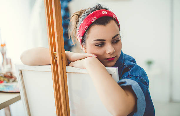 istock Inspirated woman in studio 627930678
