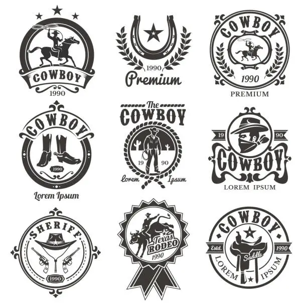 Vector illustration of Set of vector rodeo logos