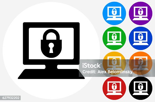 istock Computer Security Icon on Flat Color Circle Buttons 627932202