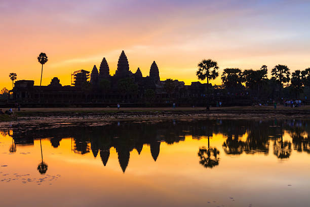 istock Angkor Wat at Dawn with beautiful sky and reflection. 627941168