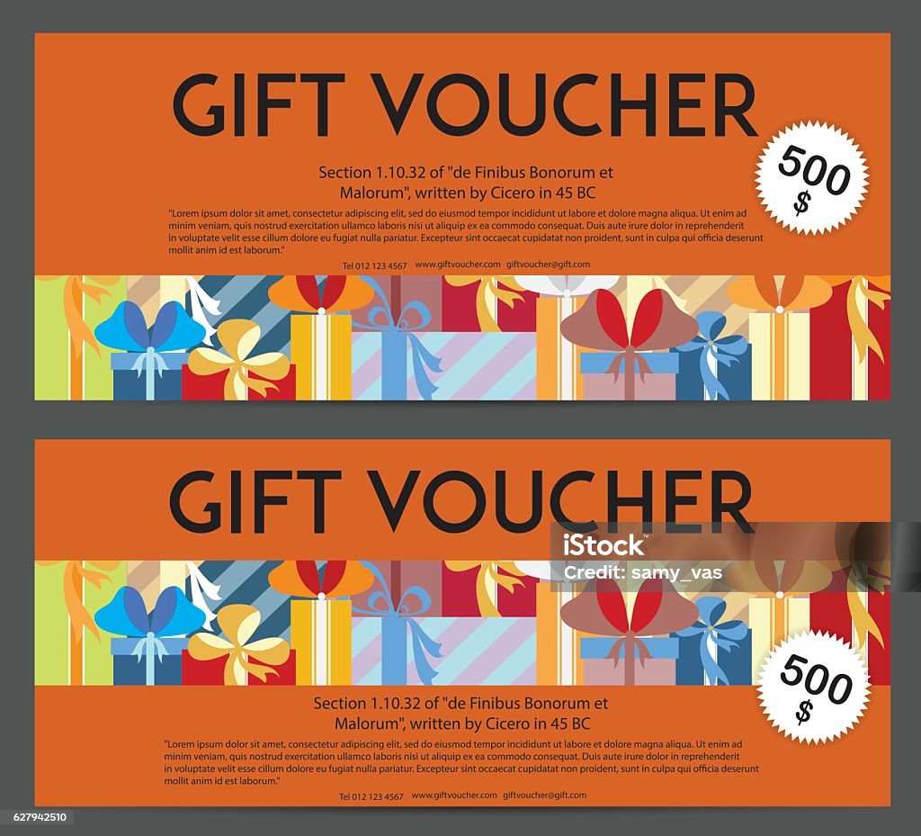 Gift Voucher Template For Background Stock Illustration - Download
