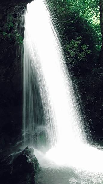 洞窟の滝ハイキングトレイル滝、スモーキーマウンテン国立公園、テネシー州 - grotto falls ストックフォトと画像