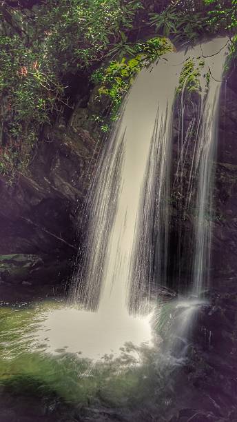 洞窟の滝ハイキングトレイル滝、スモーキーマウンテン国立公園、テネシー州 - grotto falls ストックフォトと画像