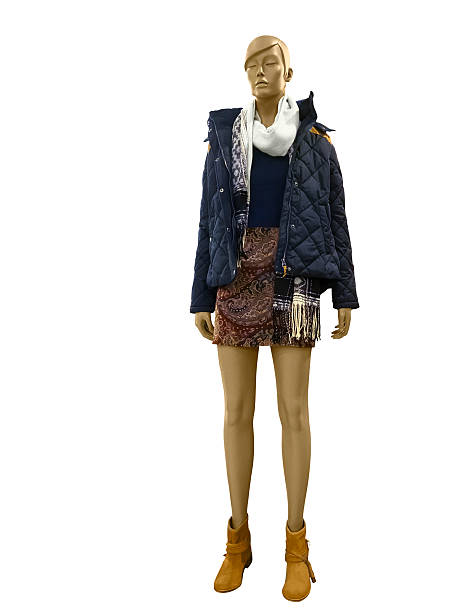 istock Female mannequin dressed in warm jacket 627950314