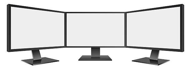 istock 3D Illustration of Three Computer monitor isolated on white 627955586