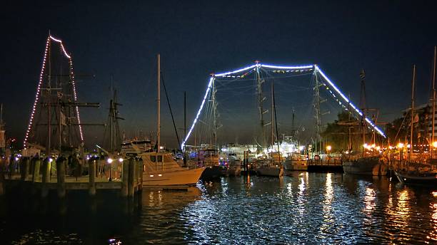 istock Norfolk, VA Maritime Harbor Water Front Schooner Vessel Ship Nighttime 627956828