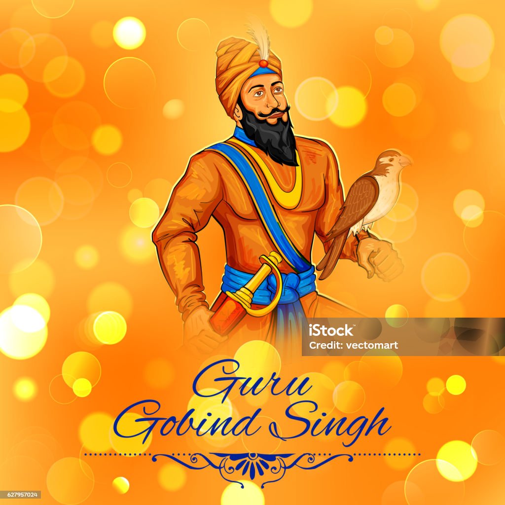 Happy Guru Gobind Singh Jayanti Festival For Sikh Celebration Background  Stock Illustration - Download Image Now - iStock