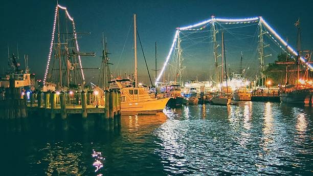 istock Norfolk, VA Maritime Harbor Water Front Schooner Vessel Ship Nighttime 627957136