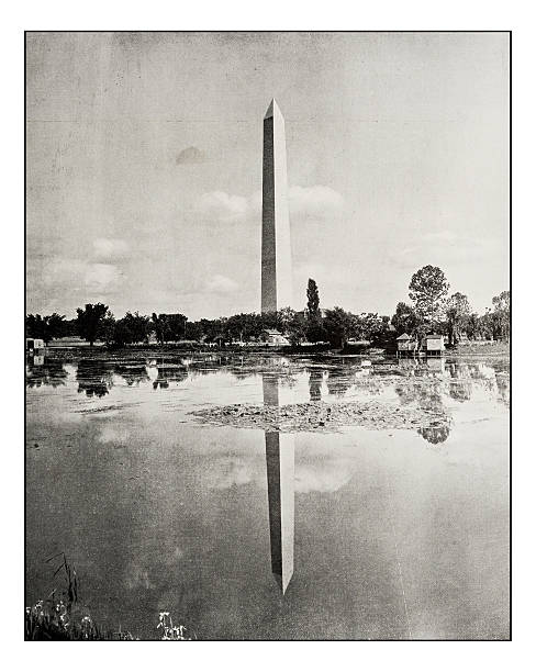 Antique photograph of Washington monument
