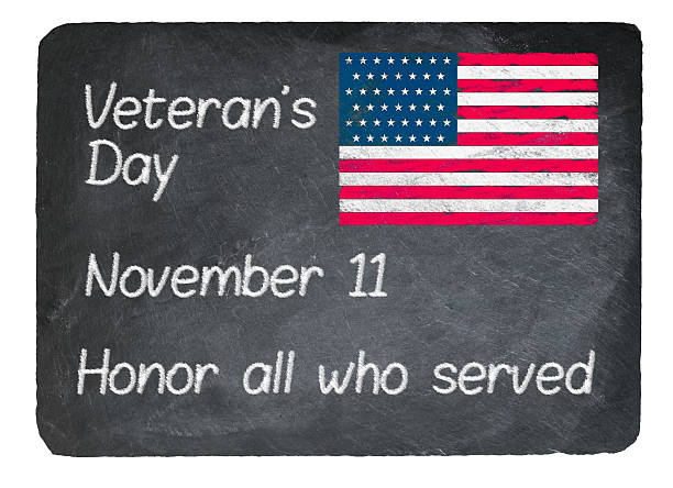 istock Veterans Day concept using chalk on slate blackboard 627958440