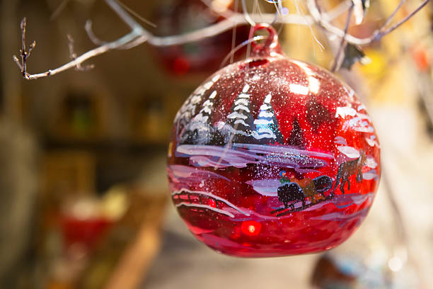 istock Closeup on Christmas tree decoration over festive background 627958786