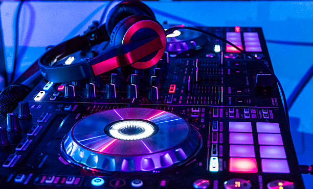 istock Dj mixer with headphones 627958976