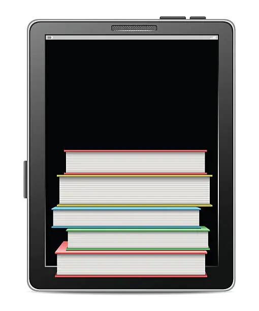 Vector illustration of Tablet with books