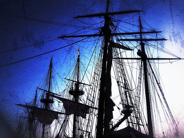 istock Schooner Pirate Ship Nautical Vessel, Flags, Sails 627966958