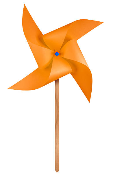 istock Paper windmill pinwheel - Orange 627968540
