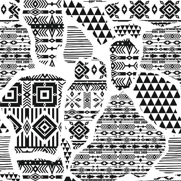 stammes ethnische nahtlose muster mit geometrischen elementen. - mexican culture blanket textile backgrounds stock-grafiken, -clipart, -cartoons und -symbole