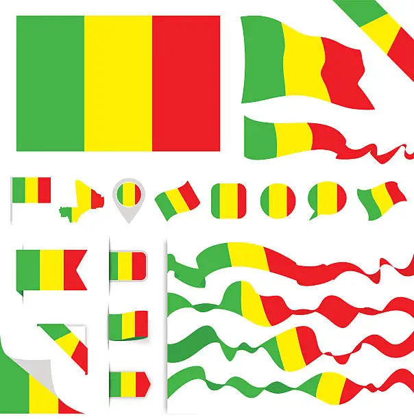 Vector illustration of Mali Flag Set