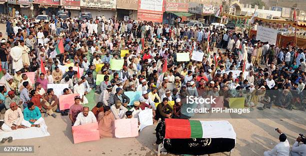 Activists Of Mqm Protest Against Killing Of Fellow Worker Stock Photo - Download Image Now