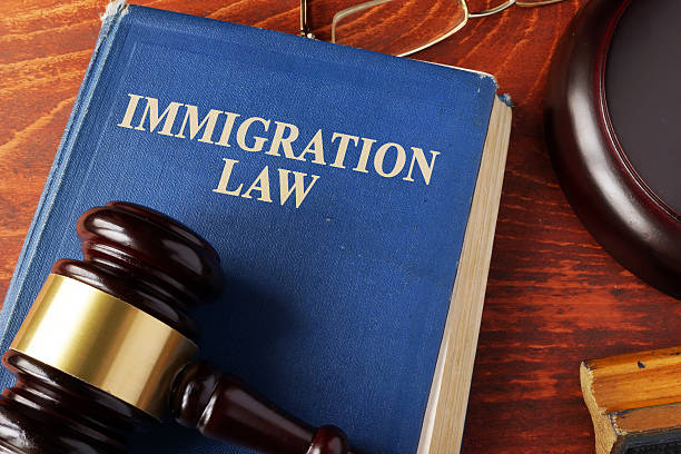 istock Book with title immigration law on a table. 627975554