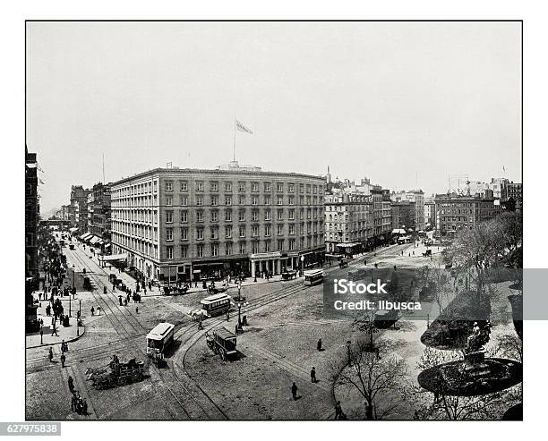 Antique Photograph Of Madison Square New York Stock Illustration - Download Image Now - Madison Square Garden, New York City, 19th Century
