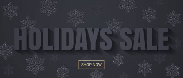 istock Holidays Sale banner background flat design with snowflakes 627976552