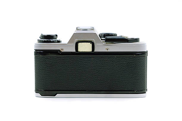 istock Back classic film camera isolation on white background 627977316