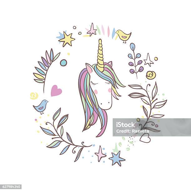 Patrón De Arco Iris Unicornio Foto de stock y más banco de imágenes de Unicornio - Unicornio, Ilustración, Monada